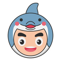 Cute Dolphin Animal Head Avatar Icon Illustration