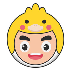 Cute Duck Animal Head Avatar Icon Illustration