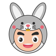 Cute Hare Animal Head Avatar Icon Illustration
