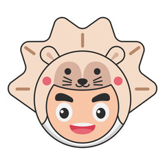Cute Hedgehog Animal Head Avatar Icon Illustration