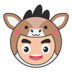 Cute Horse Animal Head Avatar Icon Illustration