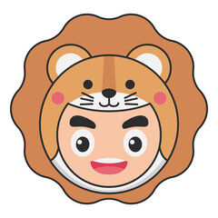 Fototapeta premium Cute Lion Animal Head Avatar Icon Illustration