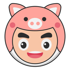 Cute Pig Animal Head Avatar Icon Illustration