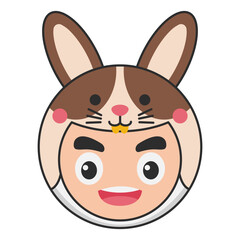 Cute Rabbit Animal Head Avatar Icon Illustration