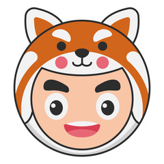 Cute Red Panda Animal Head Avatar Icon Illustration