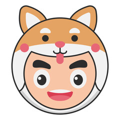 Cute Shiba Inu Animal Head Avatar Icon Illustration