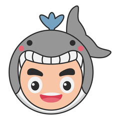 Cute Whale Animal Head Avatar Icon Illustration