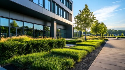 Fototapeta premium Modern Commercial Building in Industrial Park