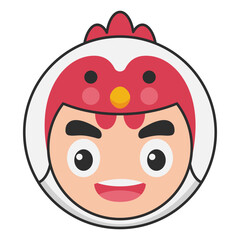 Cute Rooster Animal Head Avatar Icon Illustration