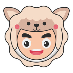 Cute Sheep Animal Head Avatar Icon Illustration