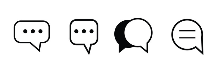 chat message icon set, Chat speech bubble, Social media message. Vector illustration isolated on white background. eps 10.
