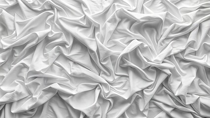 Fototapeta premium Soft, crumpled, and slightly rumpled white fabric texture with subtle wrinkles and folds, seamless repeat pattern for backgrounds, wallpapers, and design elements.