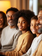 Fototapeta premium Smiling Family Wearing Sweaters Enjoying Quality Time Together at Home