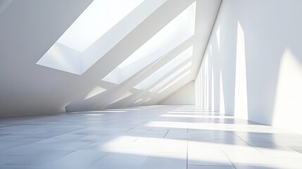 Fototapeta premium Modern architectural detail with a focus on skylights and geometric patterns, creating a minimalistic and sleek background