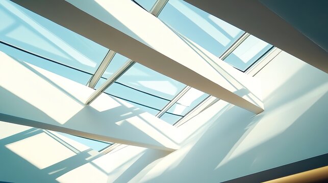 Modern architectural detail with a focus on skylights and geometric patterns, creating a minimalistic and abstract background