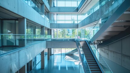 Obraz premium Contemporary museum featuring modern art installations and sculptures. Creativity, innovation, and cultural expression concept. Artistic and inspirational idea.