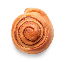 Sweet cinnamon roll on white background