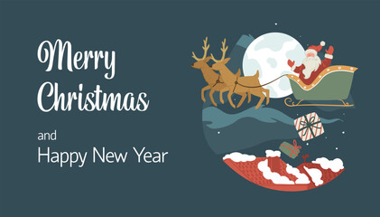 Santa Sleigh with Reindeer Christmas