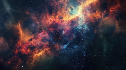 Obraz premium Cosmic Nebula with Glowing Gas and Stars