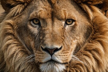 African Lion head Closeup - Lion Fur Closeup