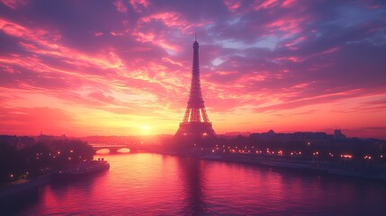 beautiful view and Eiffel tower, Paris. France