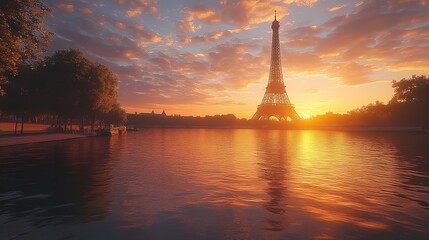 beautiful view and Eiffel tower, Paris. France