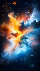 Cosmic Nebula With Orange and Blue Colors.