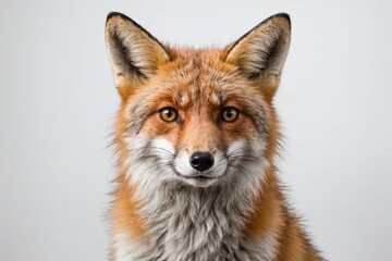 Fototapeta premium portrait of a beautiful fox looking at camera on an isolated white background