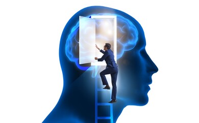 Businessman opening door to artificial intelligence