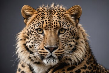 Obraz premium A fluffy hair skin pattern of the Leopard, portrait