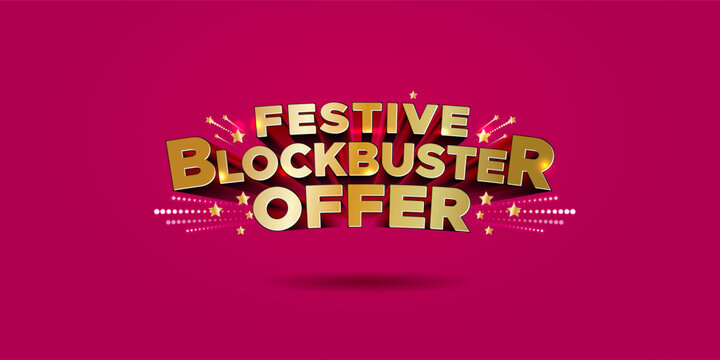 Vector typography of Festive blockbuster offer logo concept. Festival Sale promotion background.