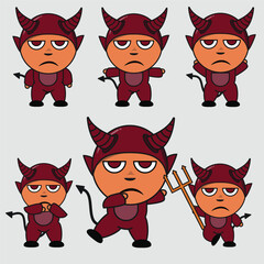 devil halloween character illustration design vector bundle
