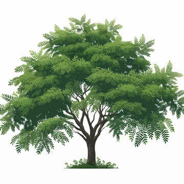 Beautiful neem herbal plant vector white background natural design, decorative monstera tree planted  ceramic pot