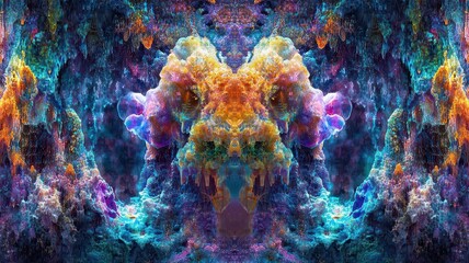 A vibrant and abstract digital artwork featuring swirling colors and textures, evoking a sense of cosmic wonder and creativity.