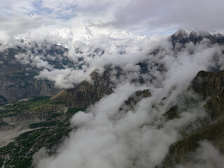 Aerail view of mt. Rakaposhi from above the clouds, Hunza Valley, Himalayas, Pakistan