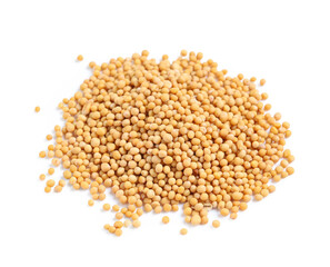 Mustard seeds on white background