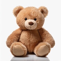 Obraz premium 茶色のクマのぬいぐるみ、白背景