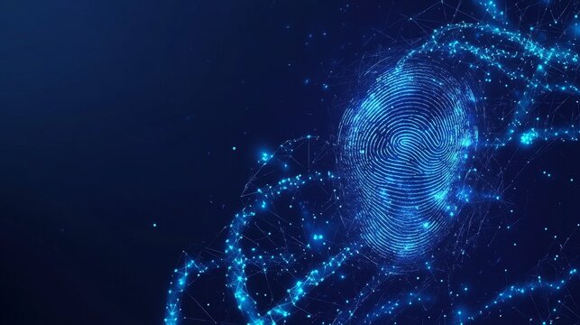 Minimalist style, highlighting forensic science elements, including fingerprints and abstract DNA strand elements, suitable for text coverage, presenting a professional scientific atmosphere.