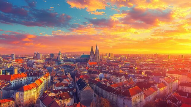Zagreb lower town panoramic view