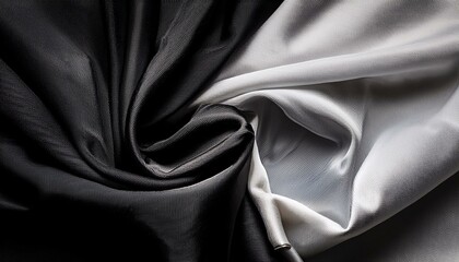 Blank black and white twill silk scarf mockup, top view