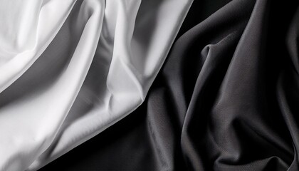 Obraz premium Blank black and white twill silk scarf mockup, top view