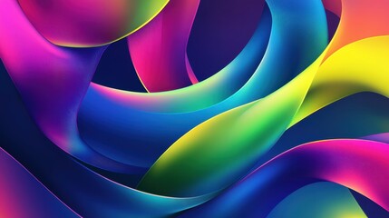 A vibrant abstract design featuring flowing colorful shapes and gradients.