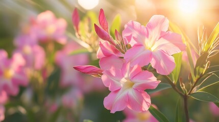 Obraz premium Oleander blossom close-up in sun