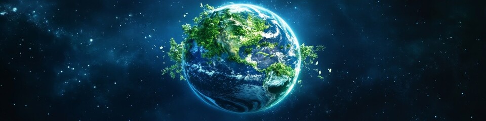 Fototapeta premium Abstract Environmental Technology Concept: Sustainable Green Earth Illustration. Elegant Minimalist Design for Environmental Conservation and Global Awareness. Ideal for UI, Web Posters, and High-Reso