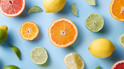 Fototapeta premium fruits and vegetables splashing in a graphic advertising background.
