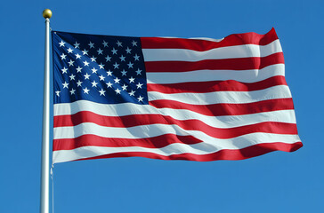 Obraz premium American flag. The USA flag blowing in the wind, symbolizing American pride and patriotism. 