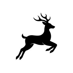 A modern, trendy logo of a jumping deer for nature reserves.




