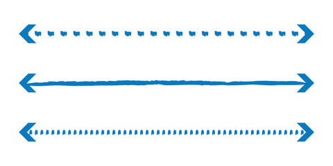 Horizontal long straight arrow signs. Black pointer, direction, position symbol and double arrow icon on isolated background.