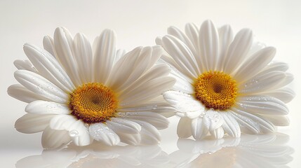 Pure Elegance: Blooming Chamomiles (Ox-Eye Daisy) on White Background