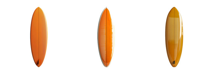 Fototapeta premium Surfboards set isolated on transparent background with different designs and colors.
